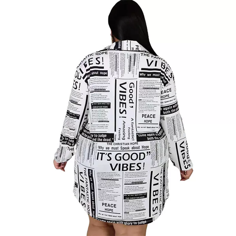 Plus size newspaper 2025 print dress