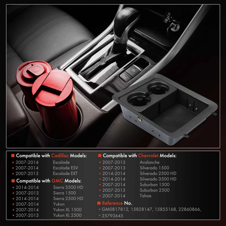 Novo porta-copo console frontal no centro para Chevrolet Escalade GMC Yukon Cadillac - Imagem 2 de 4