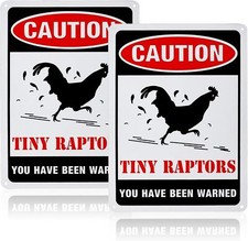 2pack Caution Tiny Raptors Sign Aluminum Chicken Coop Signs For Farm Kitchen Roo