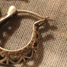 925 Sterling Silver Filigree Hoop Earrings Le...