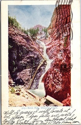 Postcard CO Seven Falls Cheyenne Canon