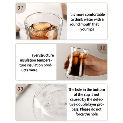 Heat Resistant Drinking Cup High Borosilicate Glass Double Walled Coffee Mug
