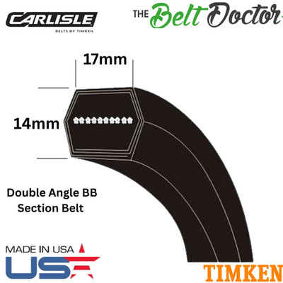 BB112 Doppelwinkel Sechskant Keilriemen Carlisle Timken Hergestellt in den USA Abschnitt Riemen