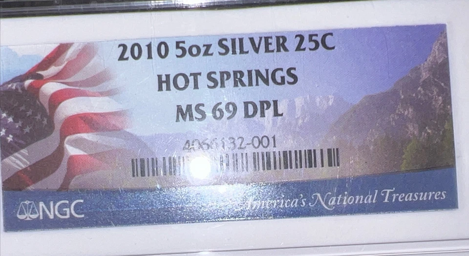 2010 Hot Springs America the Beautiful 5 Oz Silver Coin NGC MS69 DPL - Image 2 of 3