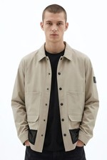 Image of Soulstar Mens Fashion Designer Crinkled Nylon Mesh Panel Utility Shacket