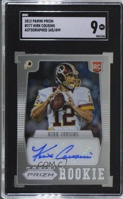 2012 Panini Prizm Auto 345/499 Kirk Cousins #277 SGC 9 MINT Rookie Auto RC 04gc