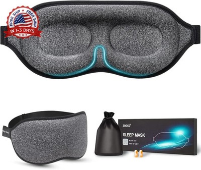 3D Contoured Sleep Mask 100% Blackout Eye Cover Adjustable Strap for Travel