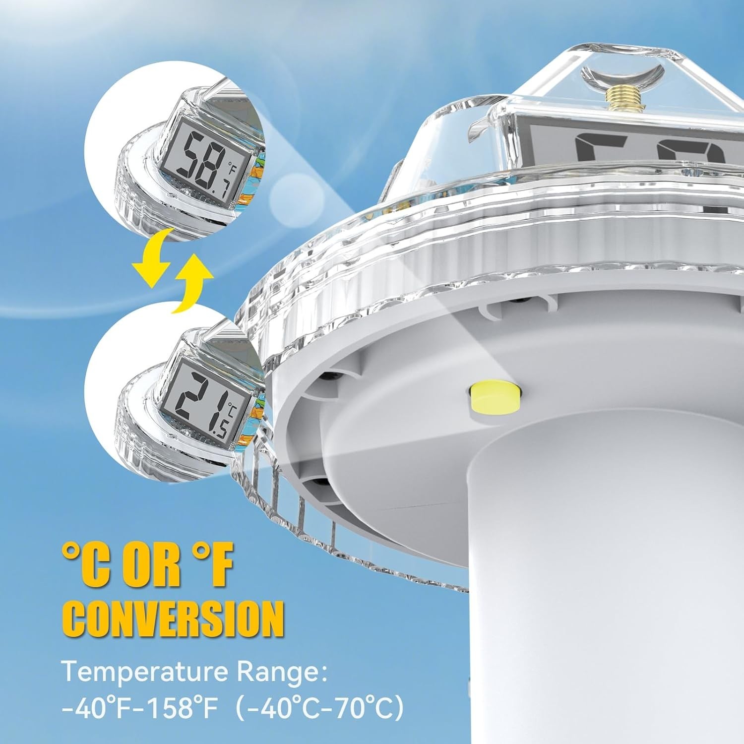 BaldrTherm Wireless Pool Thermometer 360° LCD Remote App Monitoring IPX7