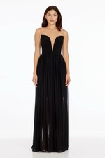 NWT Dress the Population Eleanor Illusion Gown In Black Sz S 248