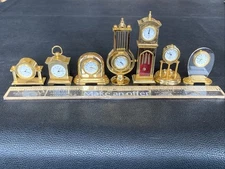 Lot Quartex Miniature Desk Mantle Anniversary Grandfather Clocks Gold Tone Japan