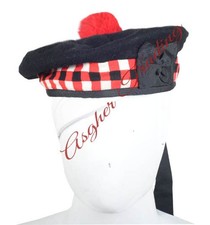 Scottish Military Traditional Kilt Cap - Balmoral Bonnet Diced Hats 100 Wool