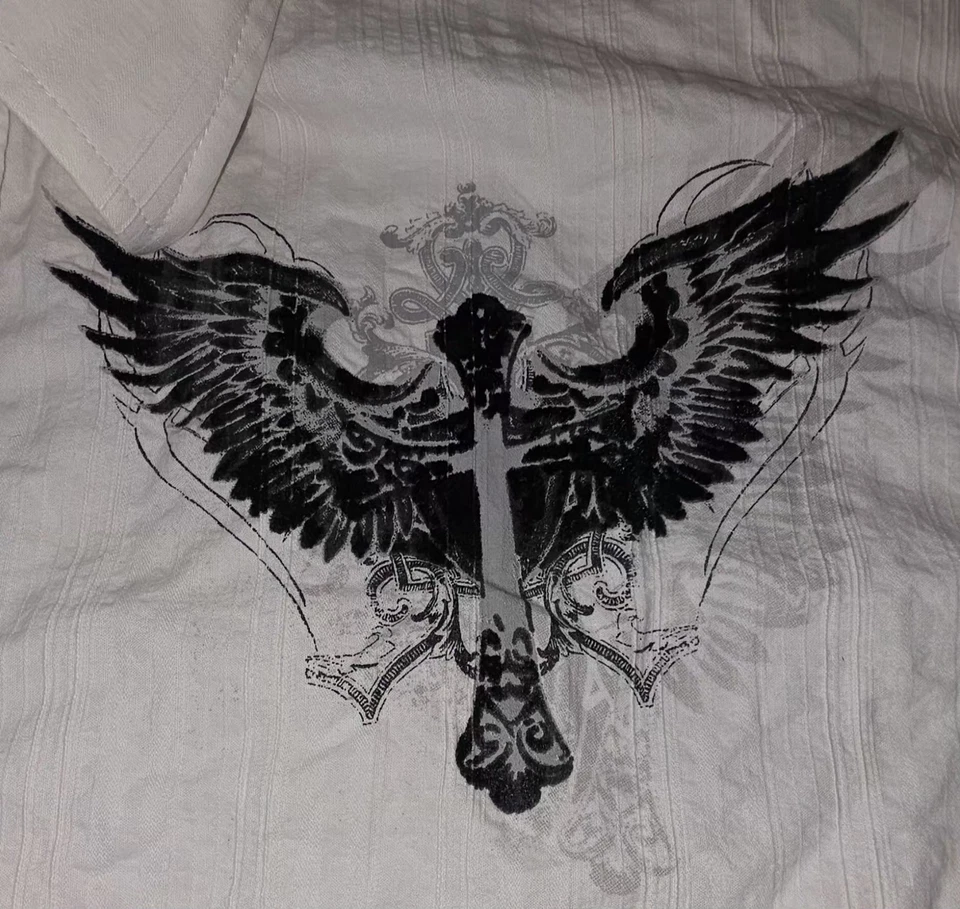 Camisa Eighty Eight, Gráfico Águila "Victoria", Abotonada, Manga Corta, XXL Foto 3 de 4