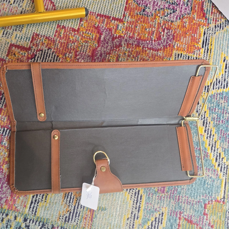 复古皮革旅行领带盒/领带球童带衣架,黑色内饰 — 第 2/3 张图片