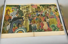 S.S. Lurline 1954 Eugene Savage Lithograph Dinner Menu Hawaii’s Decisive Hour