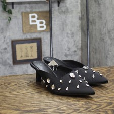 A New Day Womens Katia Heels Mule Satin Tear Drop Rhinestone 94663380 Black 7.5M