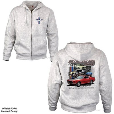 Ford Mustang Jacke Zip Hoodie 60er 70er Modelle USA licensed Logo *0062 ash