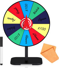 8 Inch Prize Wheel Spinner with Stand, Dry Erase Spinning Wheel for Prizes with