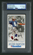 Jason Hanson Signed 1992 GameDay Rookie Card #67 (PSA) Detroit Lions Auto RC. rookie card picture