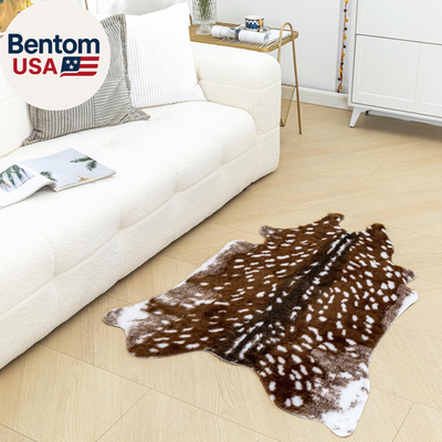 #ad #ad Deer Print Faux Cowhide Rug Animal Print Area Rug Washable Sika Deer Cow Hide R $39.49