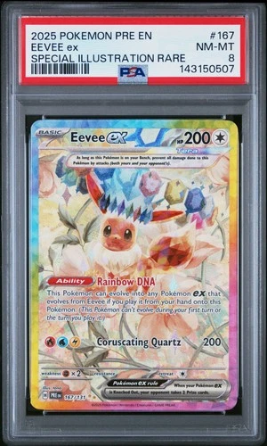 2025 POKEMON PRE EN-PRISMATIC EVOLUTIONS #167 EEVEE EX PSA 8