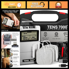 Rechargeable TENS Unit Muscle Stimulator for Pain Relief, 4 Electrodes, Electrot