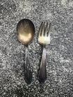 Vintage International Sterling Silver 2pc Baby Fork and Spoon Set Monogram