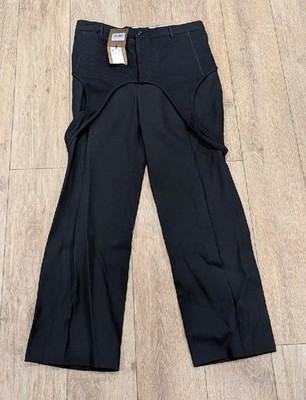 $1290 Mens Burberry Panel Detail Tailored Trousers Pants Black 50 US 34