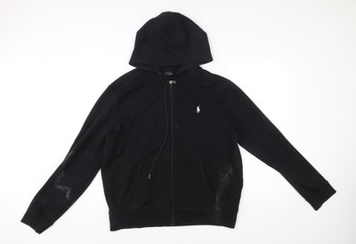 Ralph Lauren Herren Hoodie schwarz Full Zip L Logo Baumwollmischung