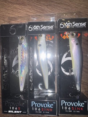 Lot of 3 6th Sense Provoke 106 Jerkbaits 106S Silent & 106 Sink Slow Sink New