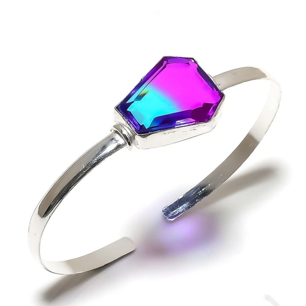 VALENTINO Bracciale in argento sterling 925 con pietre preziose tormalina bicolore regolabile l630