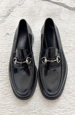 Authentic Gucci Silver Horsebit Black Rubber Mens Loafer US10.5 EU44 UK10
