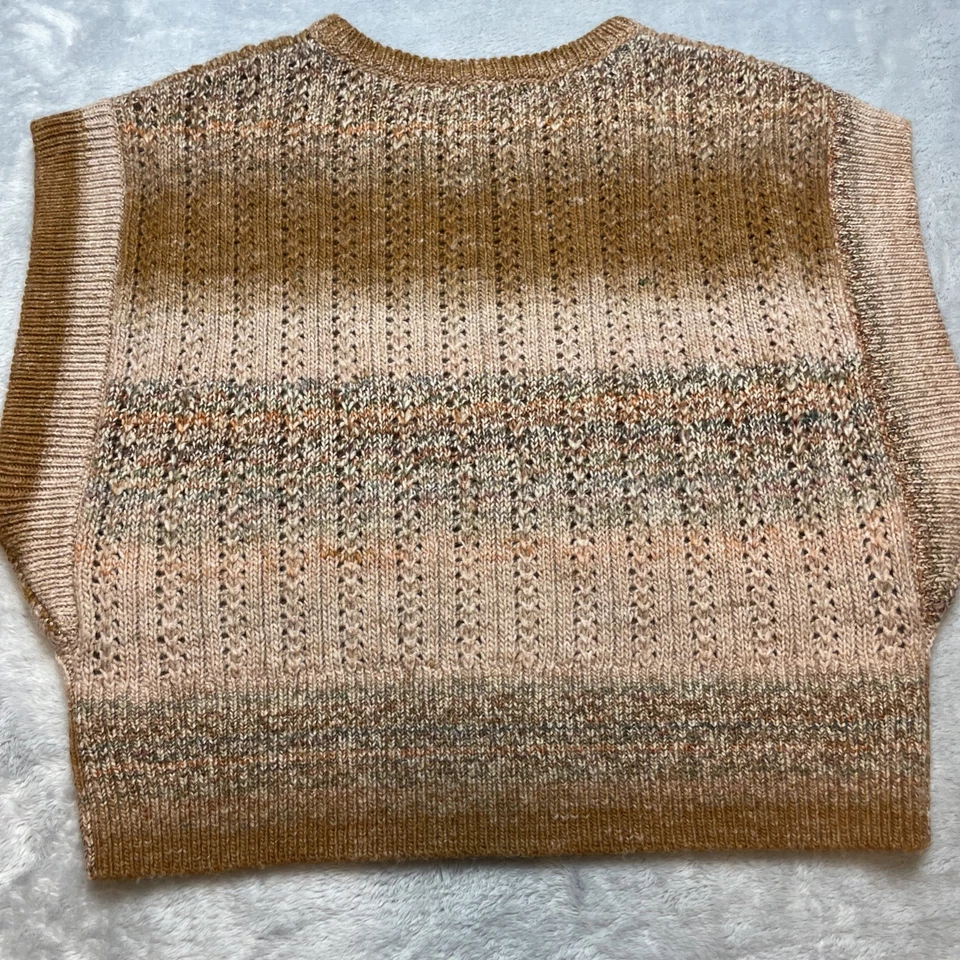 Intermix шерстяная смесь свитер жилет женщин M коричневый тона Pointelle без рукавов - Изображение 2 из 4