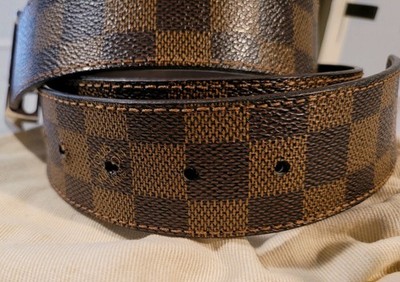 Authentic Louis Vuitton Belt Silver Buckle Damier Ebene LV