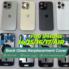 For iPhone Air 17 16 15 14 Back Glass Replacement Cover with Metal l/ Magnet Lot