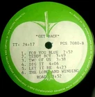 The Beatles Get Back Vinyl Record PCS 7080 with Songs Blue Teddy Boy Let It Be