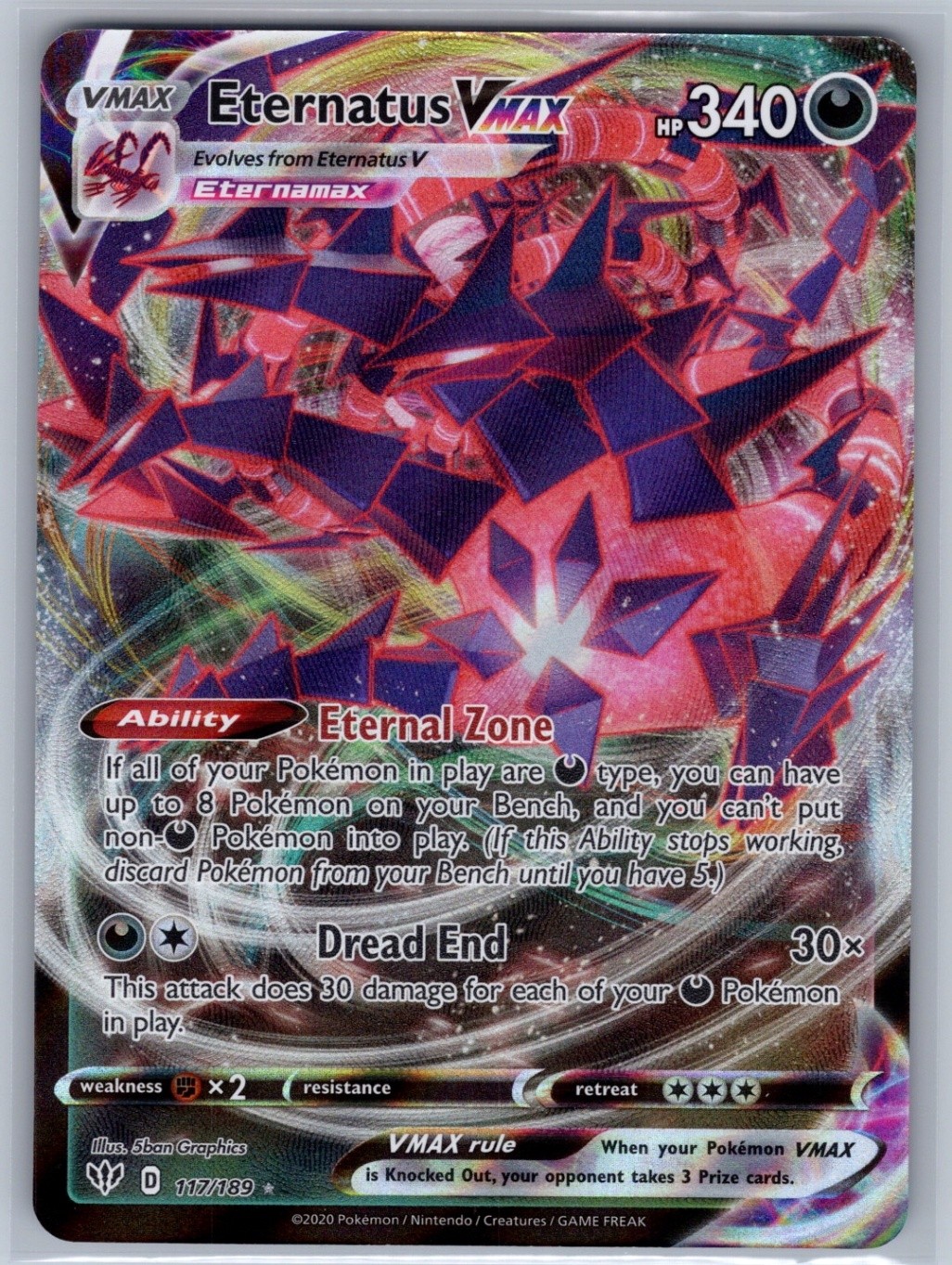 Eternatus VMAX 117/189 (NM) - SWSH03: Darkness Ablaze - Ultra Rare - Pokemon TCG
