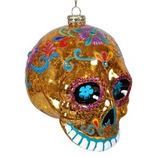 Yellow Day Of The Dead Sugar Skull Ornament