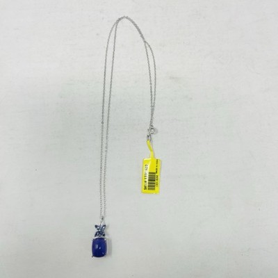 Shop LC Siberian Charoite/Iolite Cushion Pendant with Chain Sterling Silver 5233