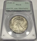 1945-D Walking Liberty Half Dollar Scarce PCGS Rattler MS64 OGH Green Holder G25