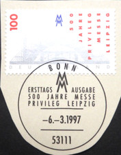 BRD  Ersttagsstempel 1997 Mi 1905, 500 Jahre Messe Privileg Leipzig