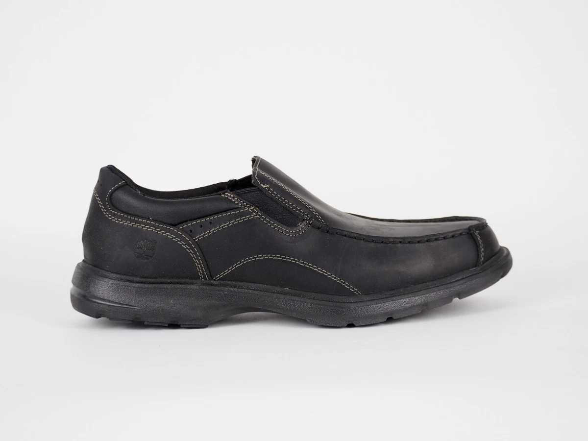 Mens Timberland Richmont 5045A Black Leather Slip On Smart Casual Boat Shoes