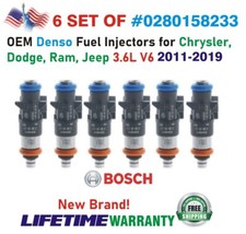 New Bosch X6 Fuel Injectors For 2011-2019 Dodge Durango 3.6l V6 0280158233