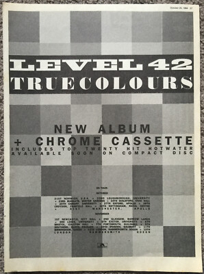 LEVEL 42 - TRUE COLOURS 1984 full page UK magazine ad