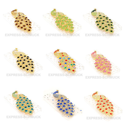 Hardcase Schutzhülle Case Strass Etui für iPhone 5s SE 5 3D Pfau Tasche Hülle