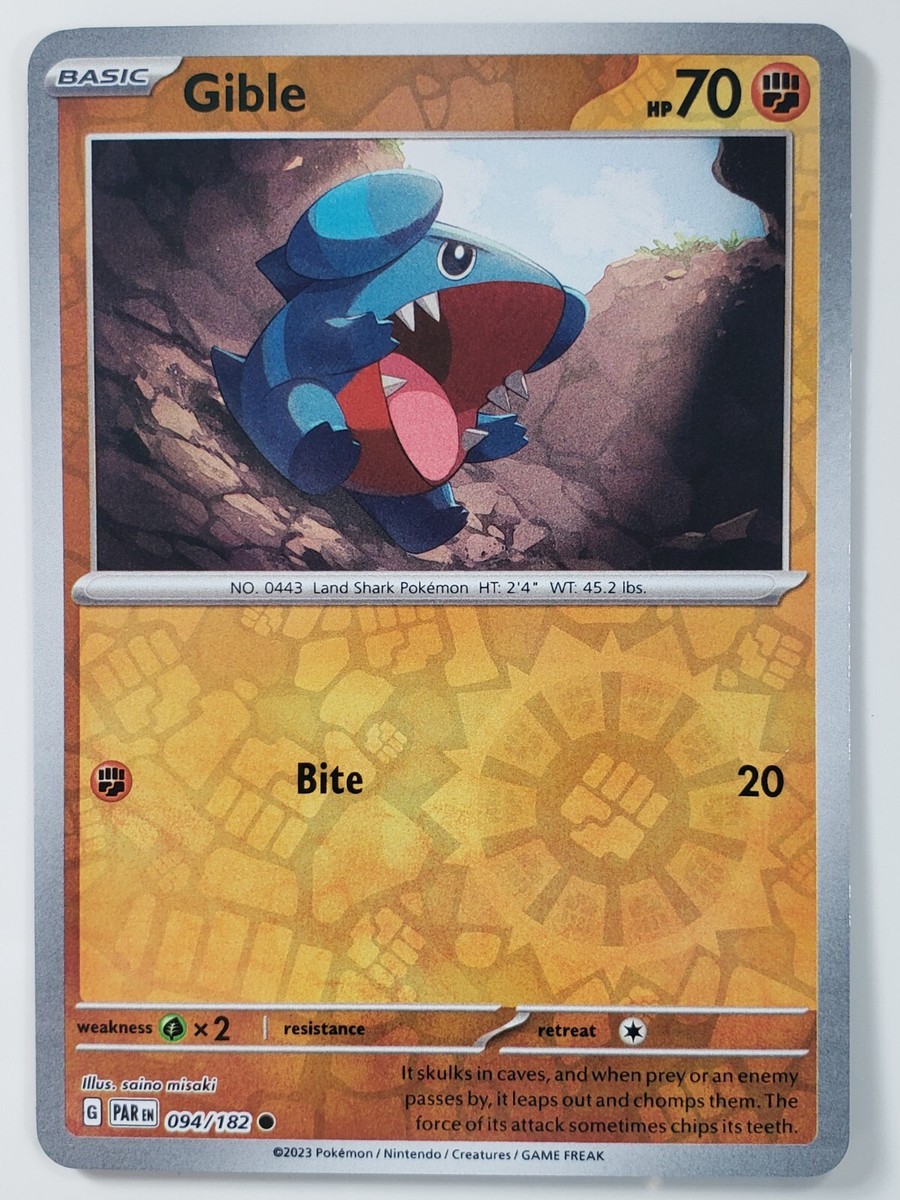 REVERSE HOLO Gible 094/182 NM / M - Paradox Rift Scarlet Violet
