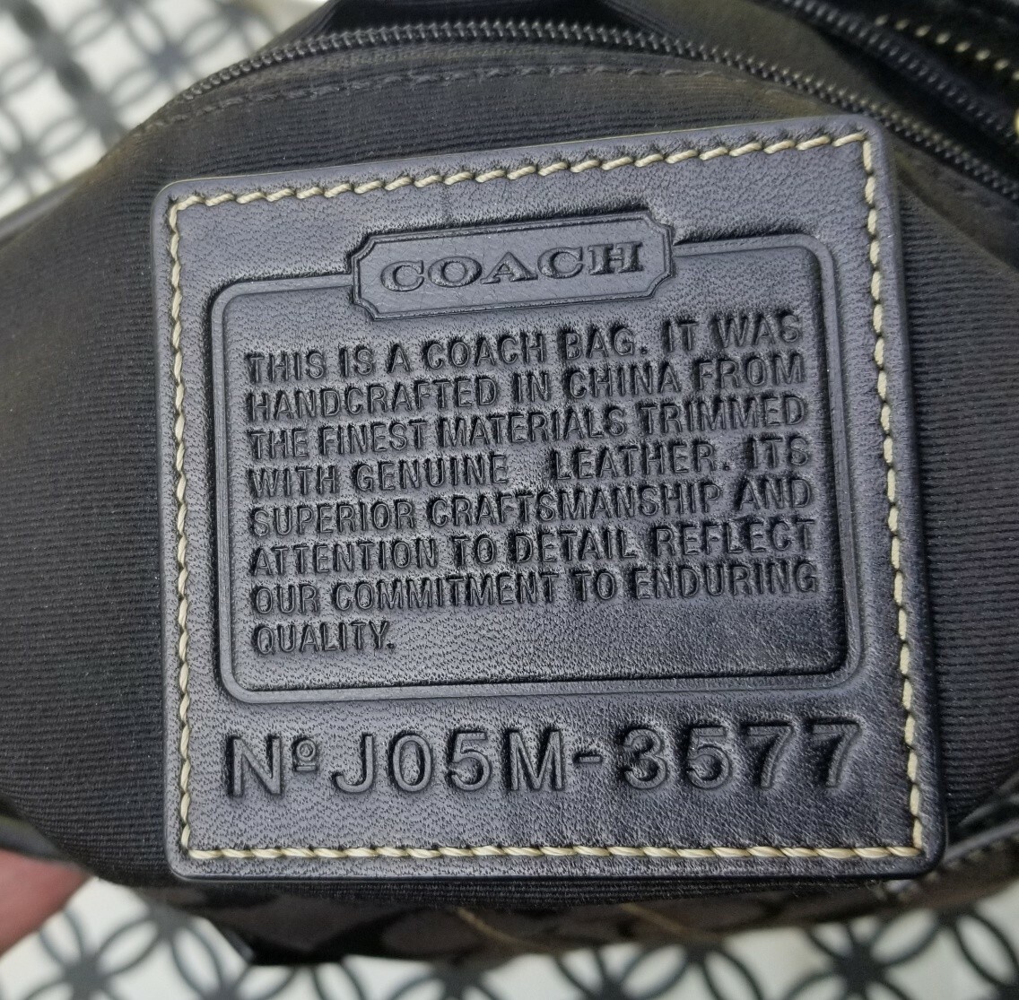 Vintage Coach Signature Jacquard & Black Leather Shoulder Bag 3577