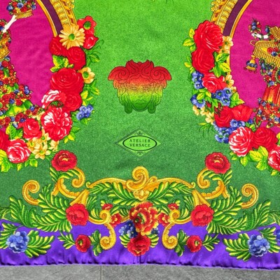 GIANNI VERSACE silk scarf La Belle Jardinière print size 34