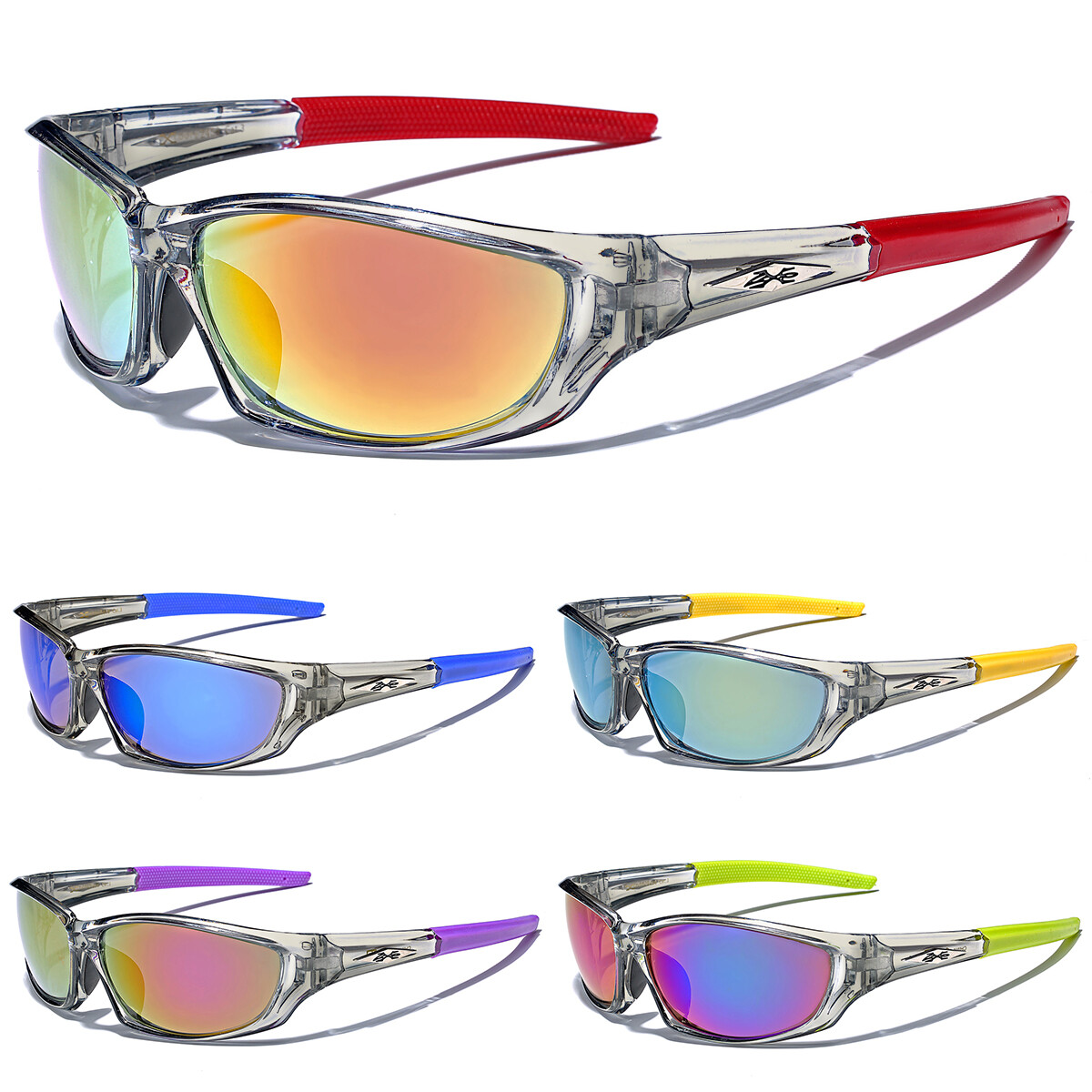 Gray Sport Wrap Frame Men Athletic Sunglasses Baseball Cycling Mirrored