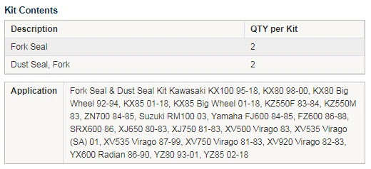Комплект уплотнений для масла и пыли вилки Yamaha FZ600 86-88 36x48 - Изображение 4 из 4