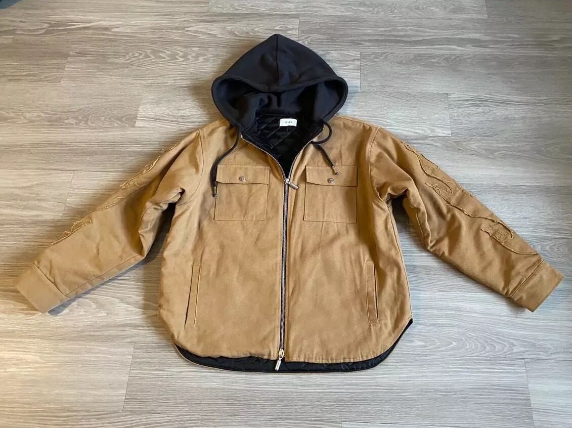 RHUDE Camel & Black Bomber Jacket UK Size M Menswear Streetwear-image